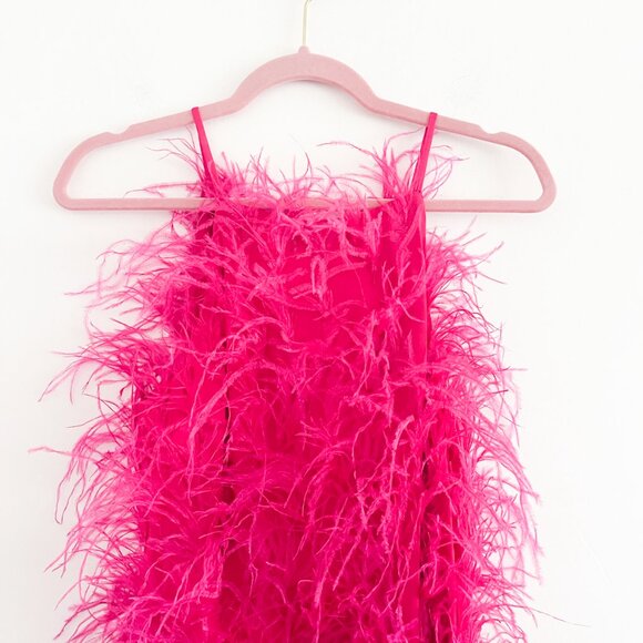 Cult Gaia Shannon Feather-embellished Dress Qajar Rose Pink - Picture 3 of 12